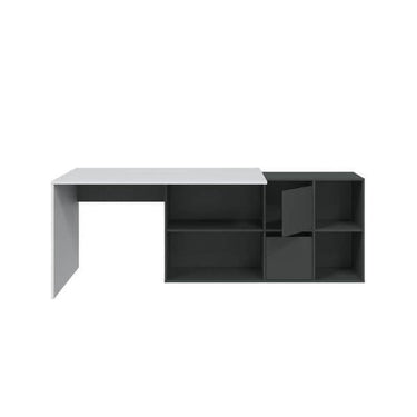 Mulberry White & Grey Reversible Large Corner Desk with Integrated Storage - UK Luxury Furniture